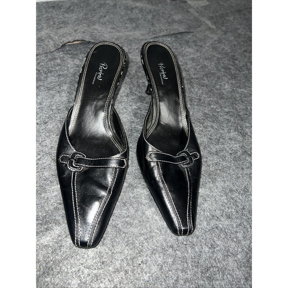 Preview International Black kitten Heel Pointed toe Slides shoe Size 6